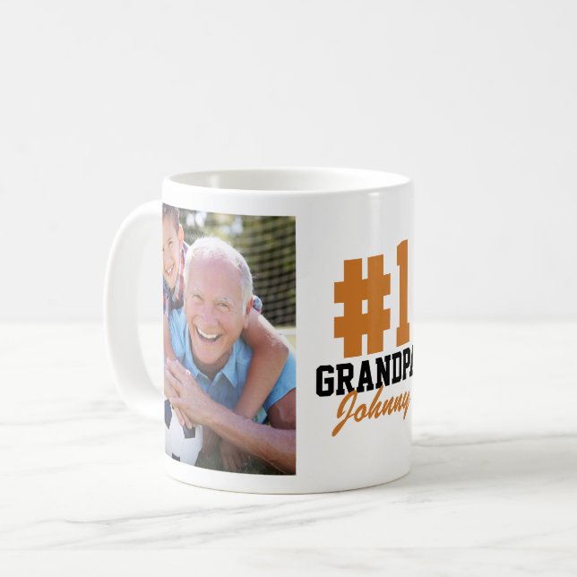 Nummer ett Grandpa 2 Photo Fars dag Kaffemugg (Framsida vänster)