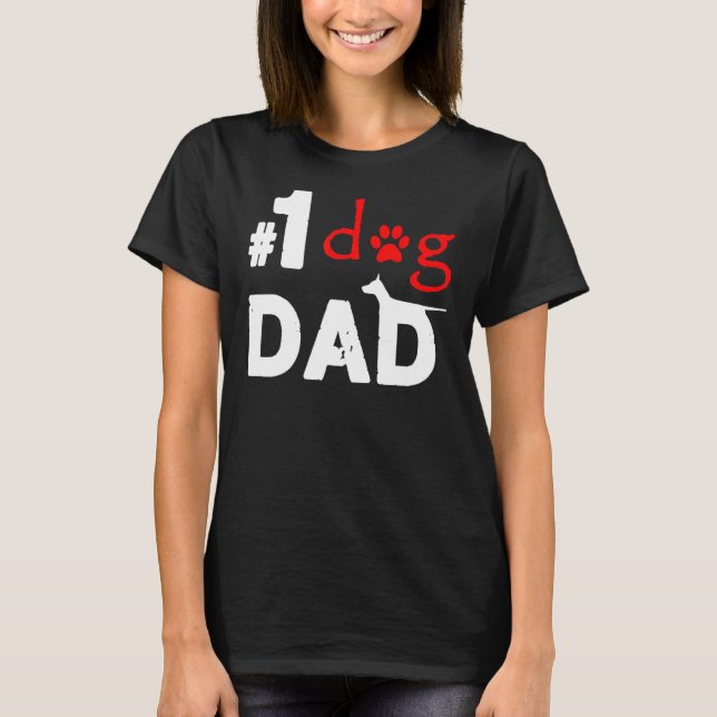 Nummer ett Hund Fars dag Pappa T Shirt (Framsida)