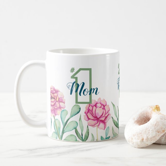 Nummer ett Mamma, Peony Garden Kaffemugg (Med munk)