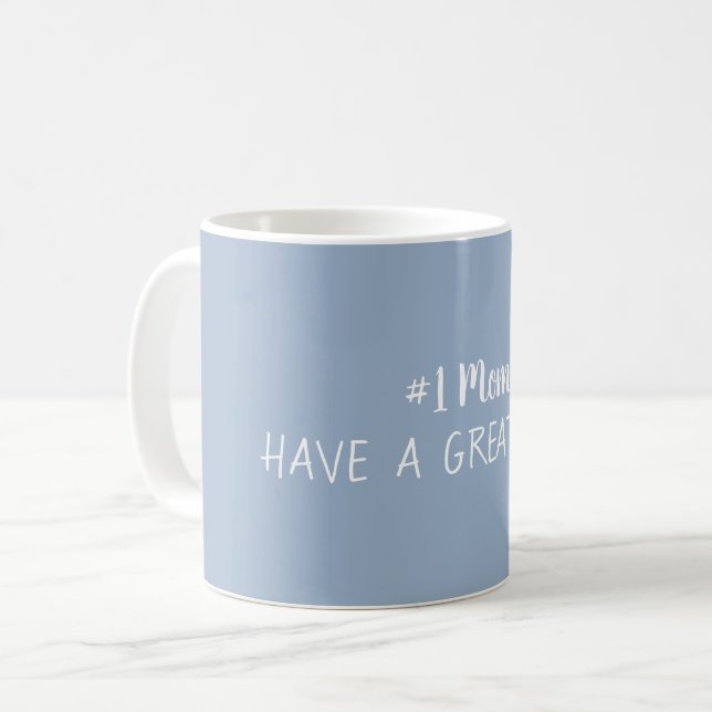 Nummer Ett Mamma Skifferblå Grå Kaffemugg (Framsida vänster)