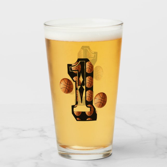 Nummer ett nummer på basketboll. glaskopp (Framsida fylld)