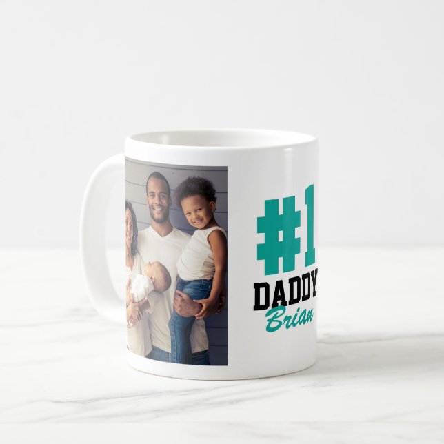 Nummer ett pappa 2 Photo Fars dag Kaffemugg (Framsida vänster)