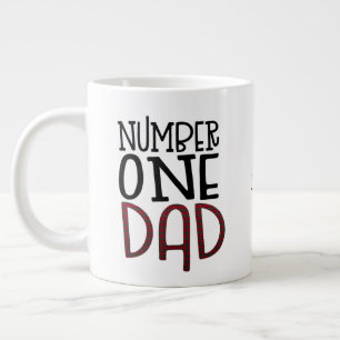 Nummer ett Pappa Black Tartan Typography Gift Jumbo Mugg