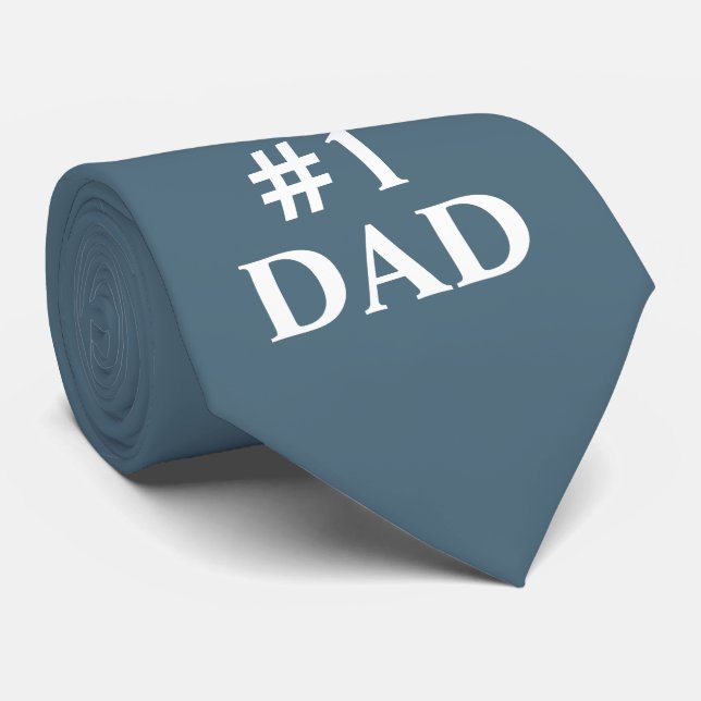 Nummer ett Pappa Dusty Blue White Anpassningsbar Slips (Rullad)