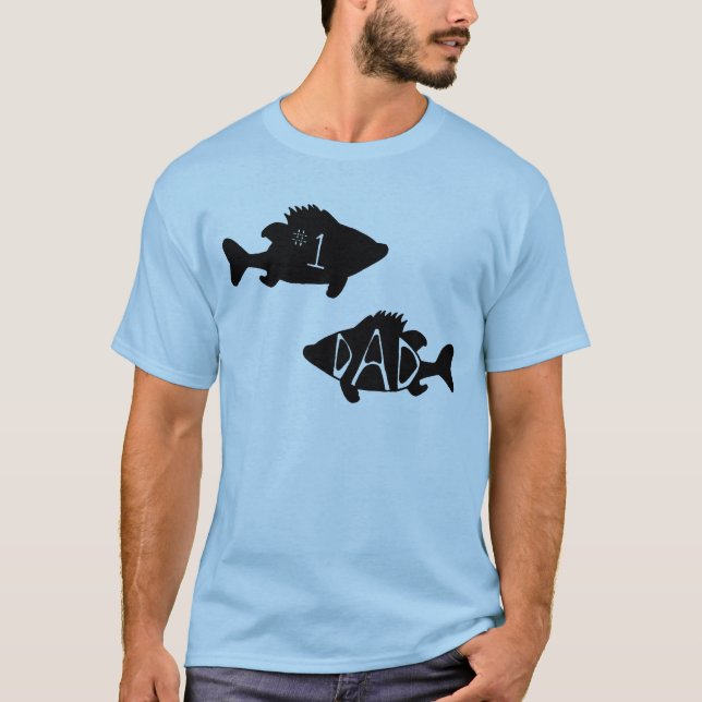 Nummer ett Pappa Fish Kreativ Black Teckning T Shirt (Framsida)