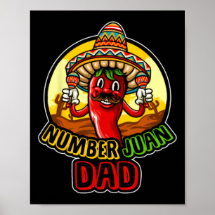 Nummer ett Pappa mexikanskt Fars dag Funny Padre J Poster