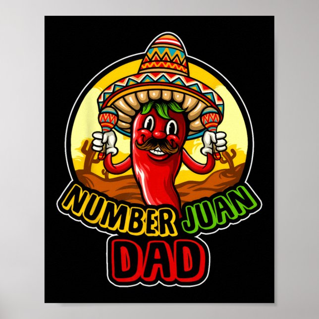Nummer ett Pappa mexikanskt Fars dag Funny Padre J Poster (Framsidan)