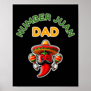 Nummer ett Pappa mexikanskt Fars dag Funny Padre J Poster