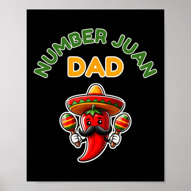 Nummer ett Pappa mexikanskt Fars dag Funny Padre J Poster (Framsidan)