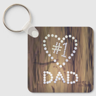 Nummer ett Pappa på Wood-look Background Nyckelring