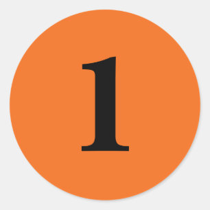 Nummer ett - planeringsförråd - 1 orange svart runt klistermärke