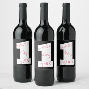 Nummer ett Vin Numero Uno Vino visuell text Vinflaska Etikett