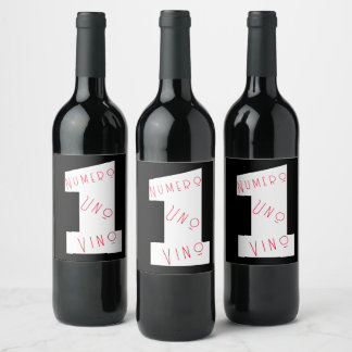 Nummer ett Vin Numero Uno Vino visuell text Vinflaska Etikett