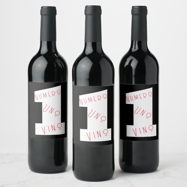 Nummer ett Vin Numero Uno Vino visuell text Vinflaska Etikett (Flaskor)