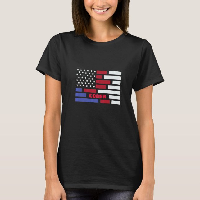 Nummer för amerikansk Flagga-kodning T Shirt (Framsida)