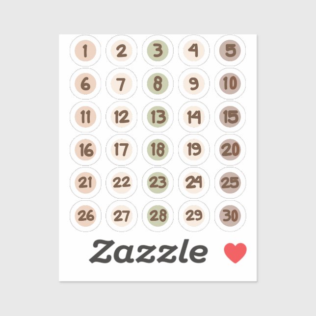 Nummer för månadsplanerare klistermärken (Ark)