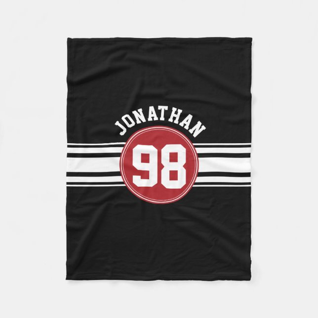 Nummer för svart och röd automatisk Tävla Rand Nam Fleecefilt (Framsidan)