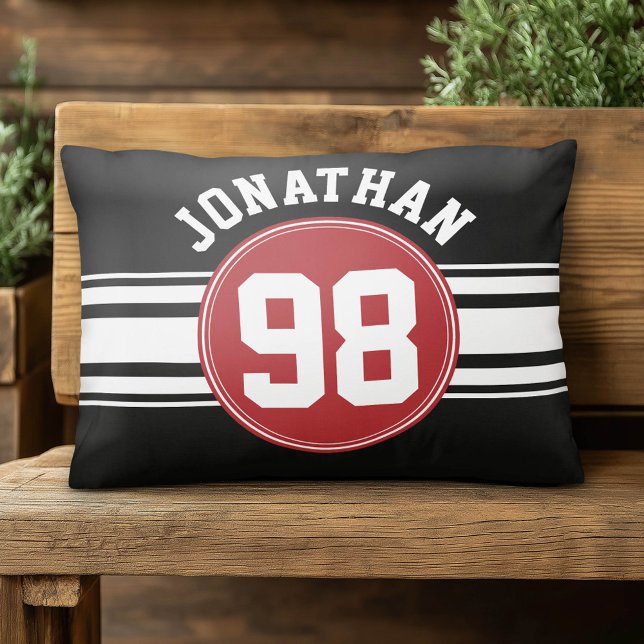 Nummer för svart och röd automatisk Tävla Rand Nam Prydnadskudde (Custom Pillow)