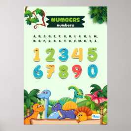 Nummer med dinosaurier poster