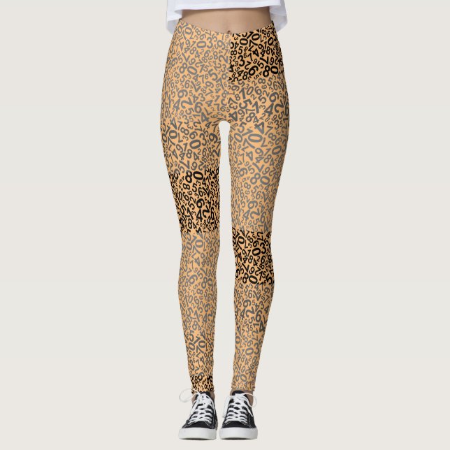 Nummer mönster 01 med gulOrange BG Leggings (Framsida)