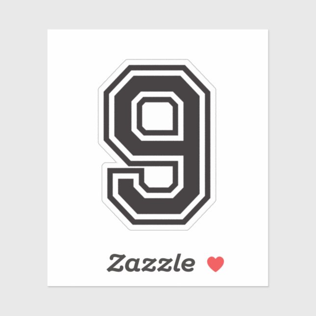 Nummer nio, 9 idrottskollegiets typsnitt klistermärken (Ark)