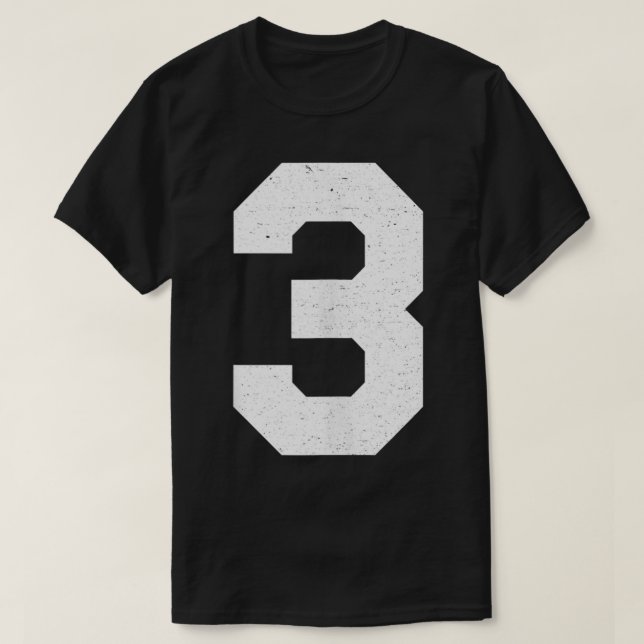 Nummer nr 3 Uniform Jersey Athletic Varsity Block  T Shirt (Design framsida)