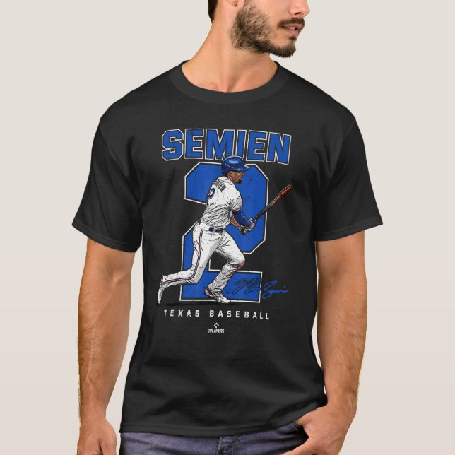 Nummer och Porträtt Marcus Semien Texas T Shirt (Framsida)