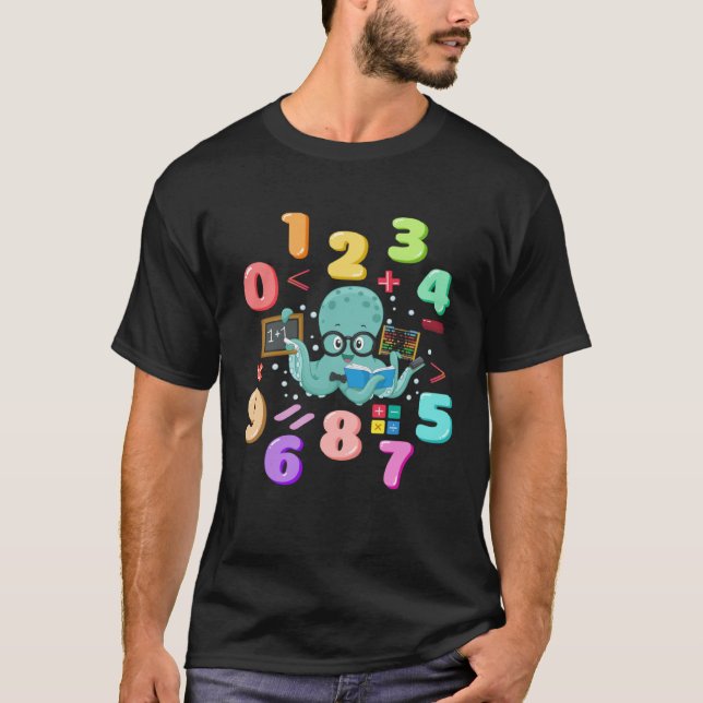 Nummer på dagar - barn Octopus söta nummer - återk T Shirt (Framsida)