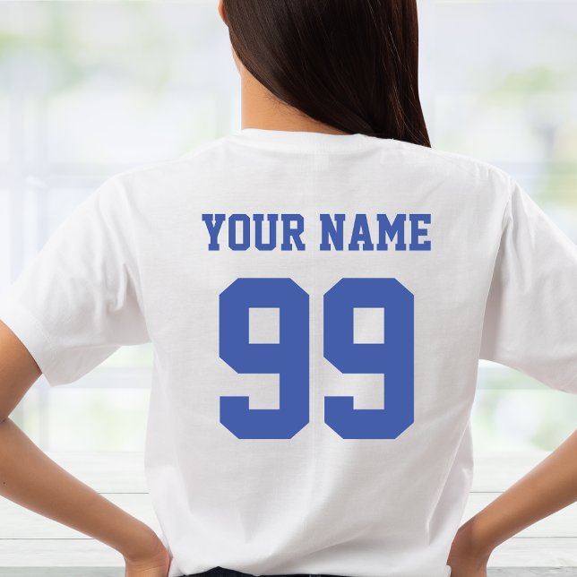 Nummer på sportfotbollsstallet Front Back Namn T Shirt (Skapare uppladdad)