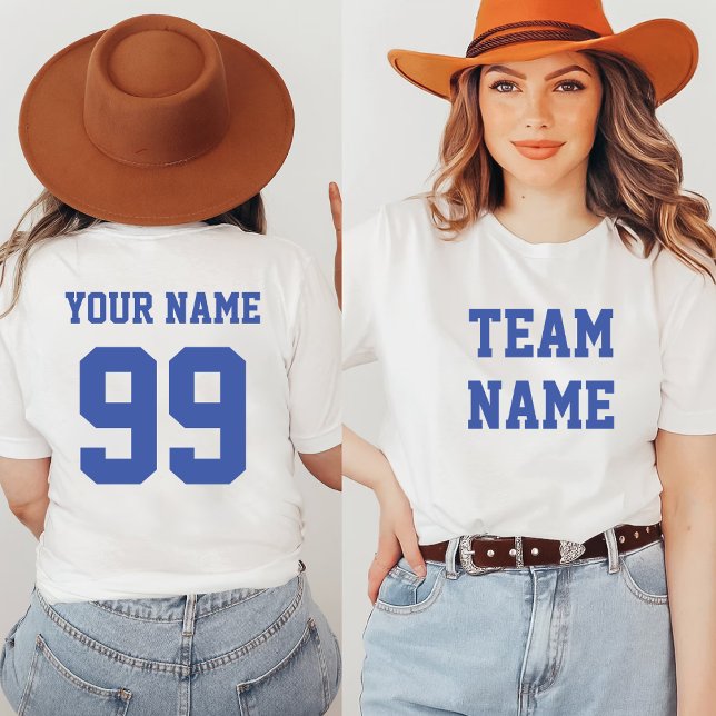 Nummer på sportfotbollsstallet Front Back Namn T Shirt (Skapare uppladdad)