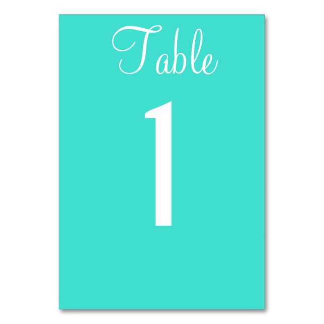 Nummer på turkos Blue Bröllop Bord Bordsnummer (Framsidan)
