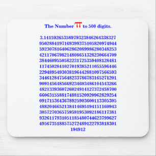 Nummer-PI till 500 siffror.3.14159... Mousepad Musmatta