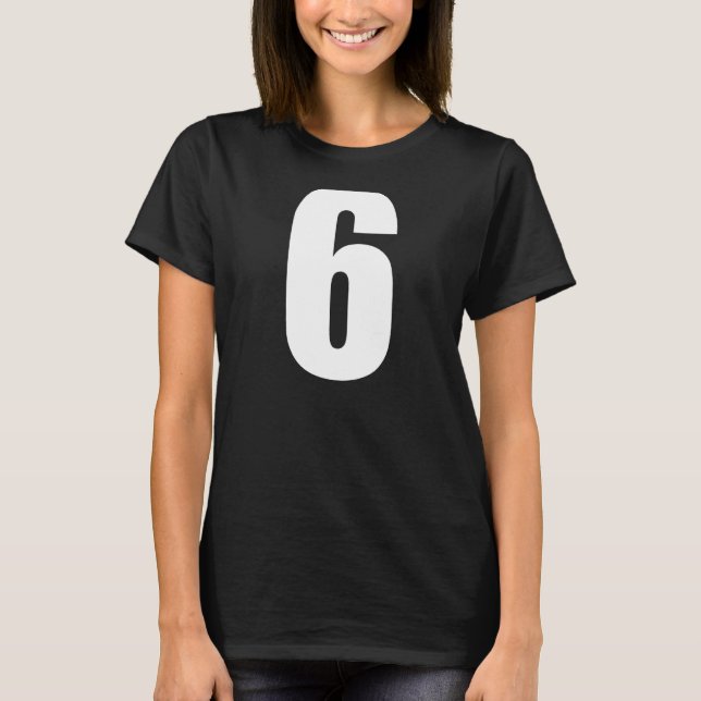 Nummer sex Nummer 6 Plain White Nummer T Shirt (Framsida)