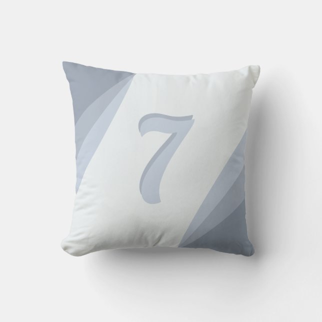 Nummer sju på Silver Grått Blue Shades Kudde (Framsida)