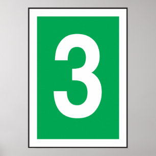 Nummer tre vita och Grönt Poster