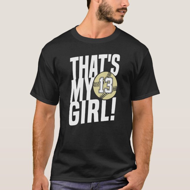 Nummer tretton.. Min flicka 13 Softball Mamma Da T Shirt (Framsida)