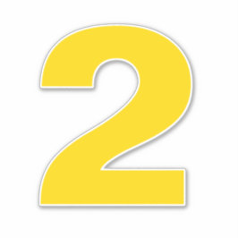 Nummer två Guld och vit etikett