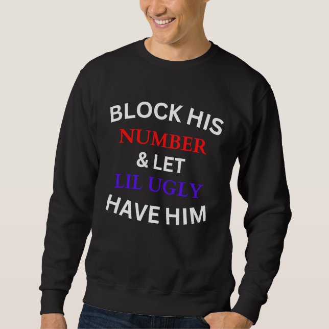 Nummerblock blockerar hans nummer och låter fult lång ärmad tröja (Framsida)