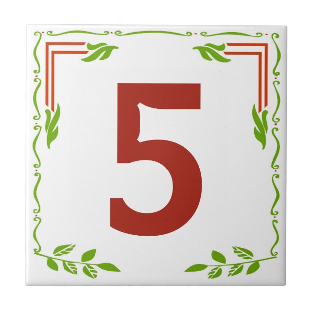 Nummerbrickor för vintage Leafy Rulla Kakelplatta (Framsidan)