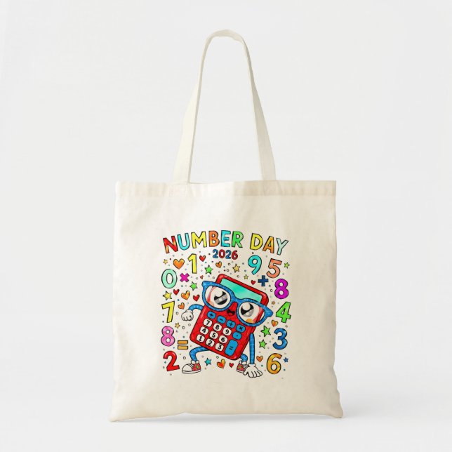 Nummerdag 2026 Kalkylator Math Tote-väska Tygkasse (Framsidan)