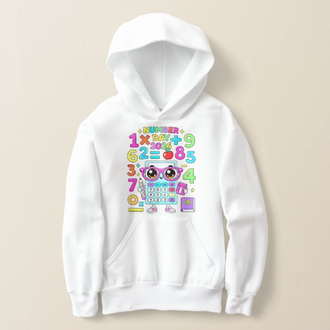 Nummerdag 2026 Söt Kalkylator Math Hoodie T Shirt (Laydown)
