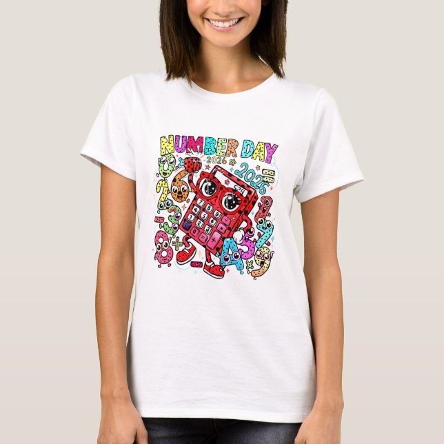 Nummerdagen 2026 Färgglatt Matematik T Shirt för L (Framsida)