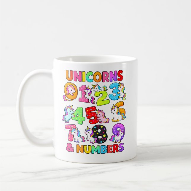 Nummerdags Enhörning Nummer Matematik Design för B Kaffemugg (Vänster)