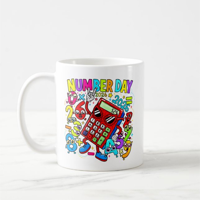 Nummerdags matematikkmugg | Färgrik miniräknare Kaffemugg (Vänster)