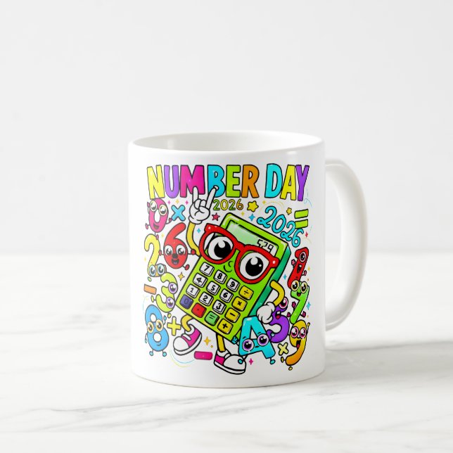 Nummerdags matematikmugg | Färgglada nummer Kaffemugg (Framsida höger)