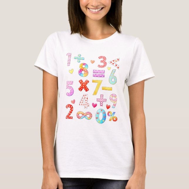 Nummerdags T-Shirt med Färgglada Matematiksymboler (Framsida)