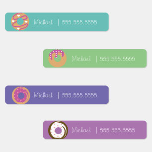 Nummeretiketter för Donut School Class Lunch Namn Klistermärke