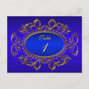 Nummerkort för bord Royal Blue Guld Vykort