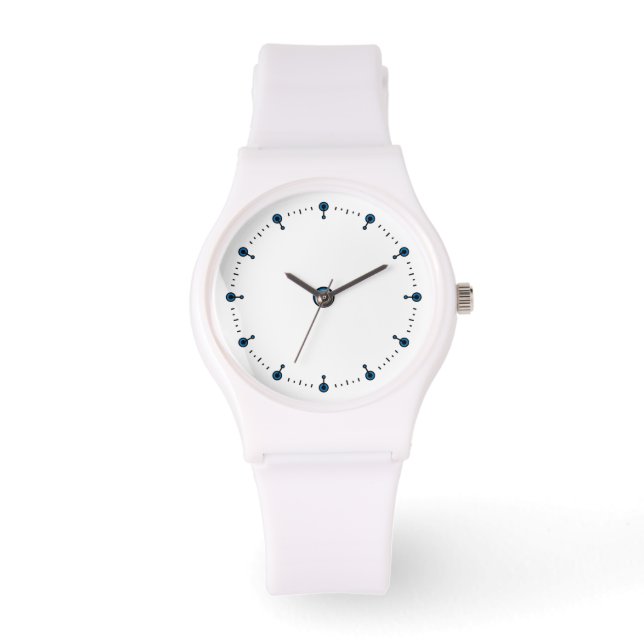 Nummerlös Ansikte Watch med blå punkter Armbandsur (Framsida)