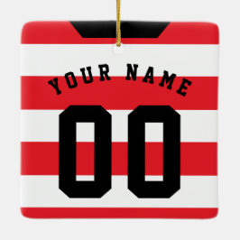 Nummermall för fotbollsrugby Jersey Namn Julgransprydnad Keramik